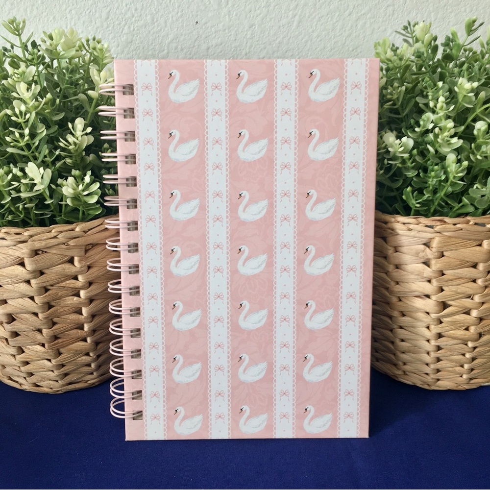 Pretty Swan and Bows Spiral Notebook